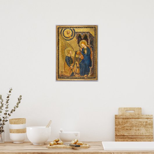 De Annunciation tempera en olieverf op hout Poster (Keuken)