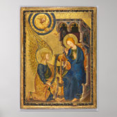 De Annunciation tempera en olieverf op hout Poster (Voorkant)