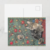 De ansichtkaart van de Kat van Kerstmis Briefkaart (Voorkant / Achterkant)