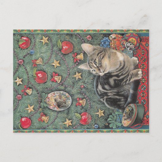 De ansichtkaart van de Kat van Kerstmis Briefkaart (Voorkant)