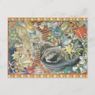 De ansichtkaart van de Kat van Kerstmis Briefkaart