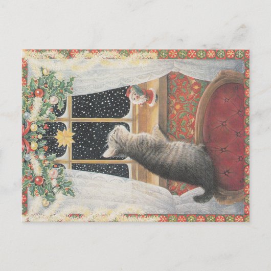  De ansichtkaart van de Kat van Kerstmis Briefkaart (Voorkant)