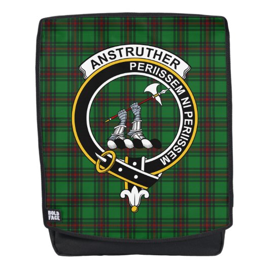 De Anstruther Hunting Clan Crest Tartan Pset Rugtassen (Voorkant)