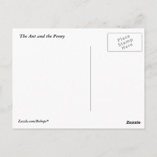 De Ant en de Peony Briefkaart (Achterkant)