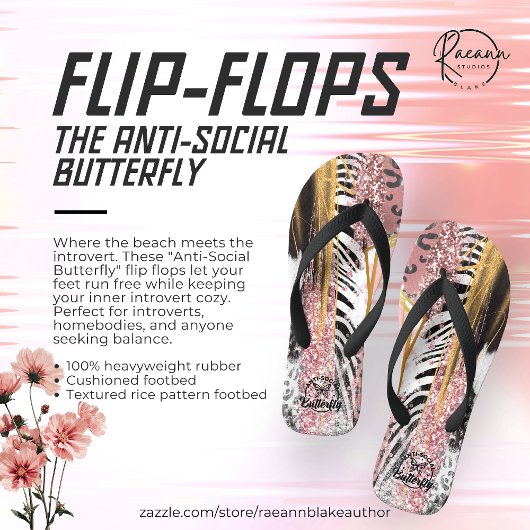 De anti-sociale vlinder slippers teenslippers