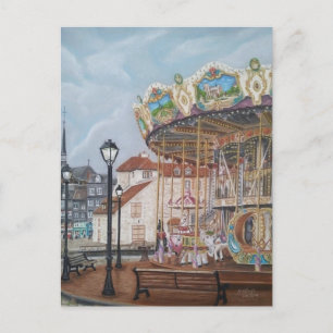 De Antiek carrousel in Honfleur, Normandië, Frankr Briefkaart