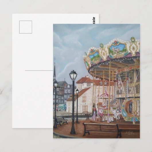 De Antiek carrousel in Honfleur, Normandië, Frankr Briefkaart (Voorkant / Achterkant)