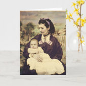 De antiek Foto van de Moeder en van het Kind Kaart (Gele Bloem)