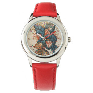 DE ANTIEK HELM VAN DE RIDDER MET RODE BLAUWE VEREN HORLOGE