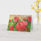 De antiek Kaart van de Verjaardag met Rode Rozen (Gele Bloem)