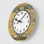 De antiek Kaart van de Wereld - Joan Blaeu - 1664 Grote Klok (Hoek)