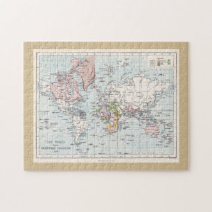 De Antiek kaart van de Wereldkolonies van 1908 Legpuzzel