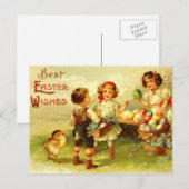 De antiek Nostalgische Kuikens van de Kinderen van Feestdagenkaart (Voorkant / Achterkant)