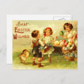 De antiek Nostalgische Kuikens van de Kinderen van Feestdagenkaart (Voorkant / Achterkant)