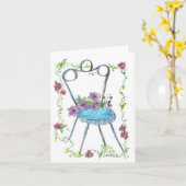 De antiek Stoel die van de Bloem Lege Notecard Kaart (Gele Bloem)