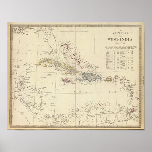 De Antillen of de West-Indische eilanden Poster (Voorkant)