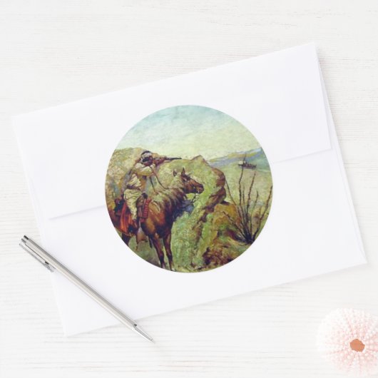 De Apache Ronde Sticker (Envelop)