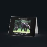 DE APE "HAPPY 60th BIRTHDAY SISTER" KAART<br><div class="desc">Deze gekke aap is hier om HAPPY 60th BIRTHDAY TE zeggen OP JE **SISTER** op een heel grappige manier. Bedankt dat je met een van mijn acht winkels bent gestopt!!</div>