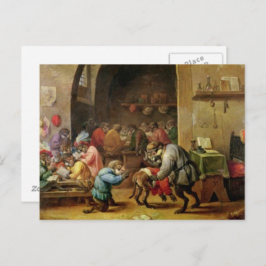 De apen op school briefkaart (Voorkant / Achterkant)