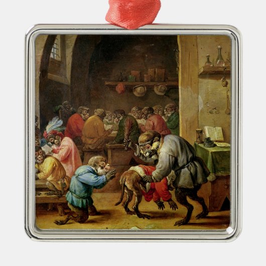 De apen op school metalen ornament (Voorkant)