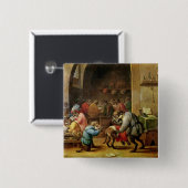 De apen op school vierkante button 5,1 cm (Voorkant /achterkant)