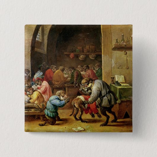 De apen op school vierkante button 5,1 cm (Voorkant)