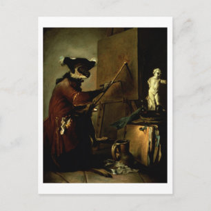 De apenschilder, 1740 (olie op canvas) briefkaart