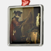 De apenschilder, 1740 (olie op canvas) metalen ornament (Links)