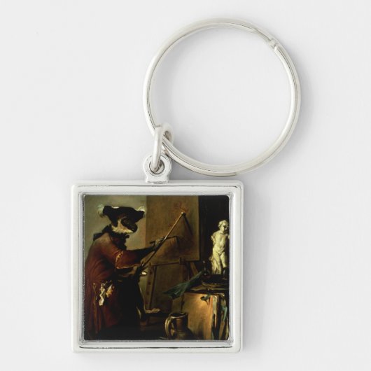De apenschilder, 1740 (olie op canvas) sleutelhanger (Voorkant)