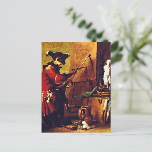 De apenschilder briefkaart (Staand voorkant)