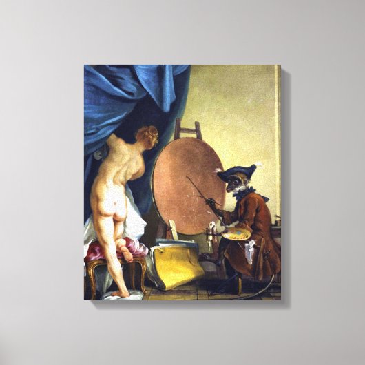 De apenschilder canvas afdruk (Voorkant)