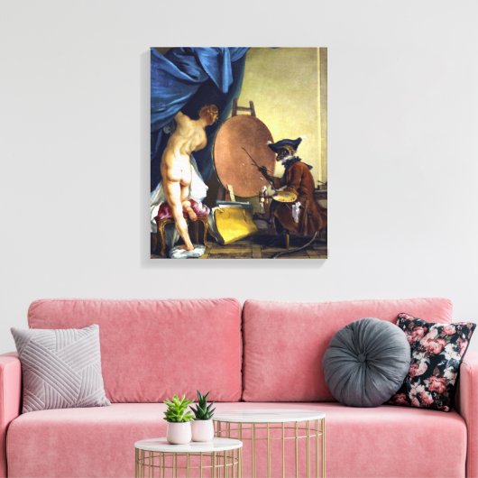 De apenschilder canvas afdruk (Insitu (Woonkamer))