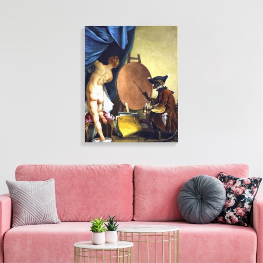 De apenschilder canvas afdruk (Insitu (Woonkamer))