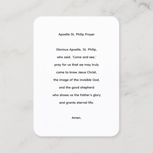 De apostel Filippus gebedsgebed Kaart Visitekaartje (Achterkant)