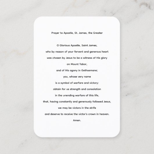 De apostel Jacobus de Grote Gebed Kaart Visitekaartje (Achterkant)