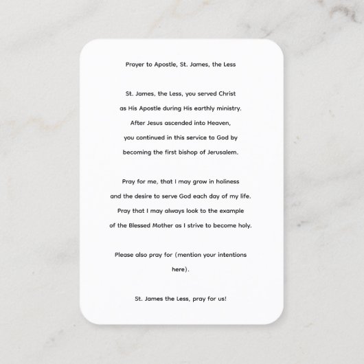 De apostel Jacobus de minder gebedsgebed Kaart Visitekaartje (Achterkant)
