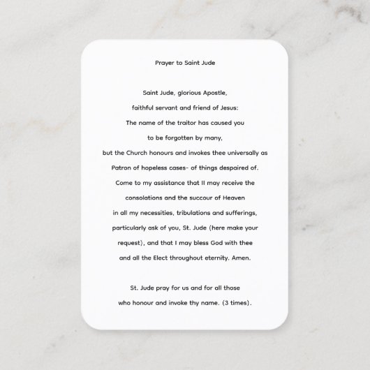 De apostel Judas Thaddeus bidt Kaart Visitekaartje (Achterkant)