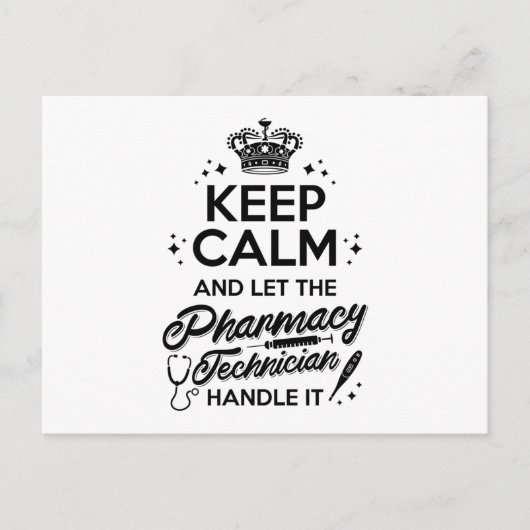 De apotheker moet rustig blijven en de apotheker m briefkaart (Voorkant)