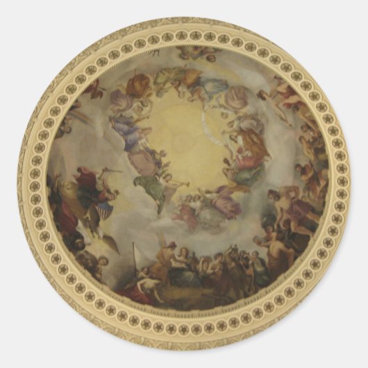 De Apotheose van Washington Capitol Rotunda Ronde Sticker (Voorkant)