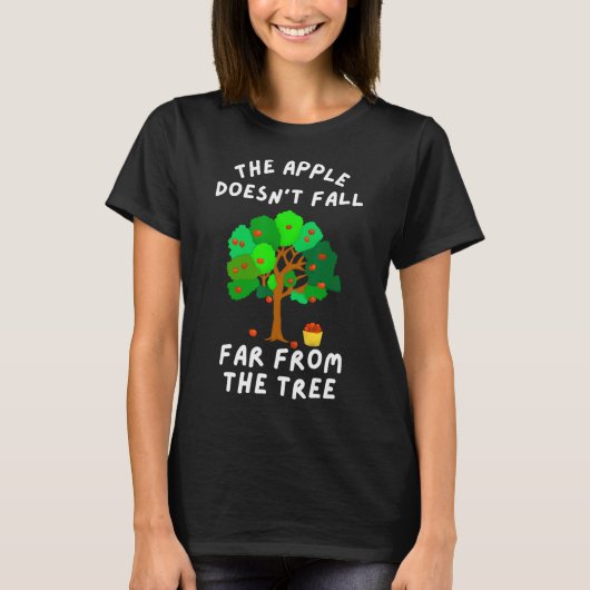 De appel Herfst niet ver van de familie Tree Fun T-shirt (Voorkant)