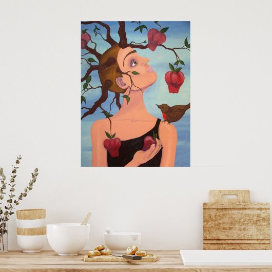 de appel is nooit ver herfst poster (Keuken)