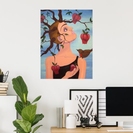 de appel is nooit ver herfst poster (Thuiskantoor)