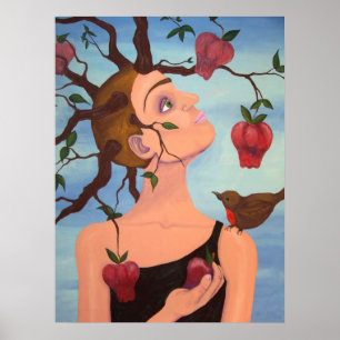 de appel is nooit ver herfst poster