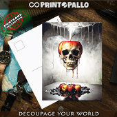 De appel van de zonde met schedel briefkaart