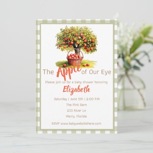 De appel van mijn oog baby shower Thema Kaart (Staand voorkant)