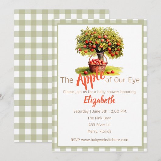 De appel van mijn oog baby shower Thema Kaart (Voorkant / Achterkant)