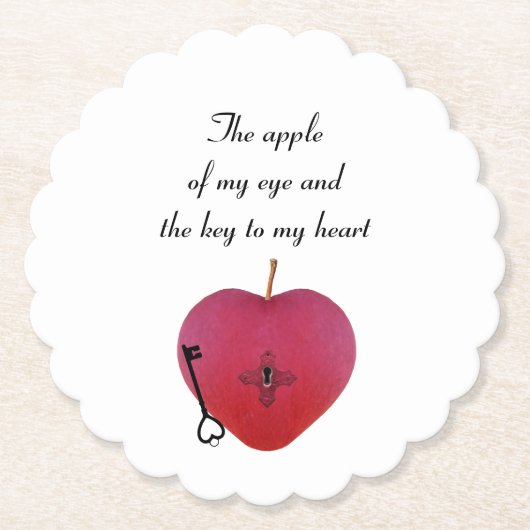 De appel van mijn oog en de sleutel tot mijn hart kartonnen onderzetters (Voorkant)
