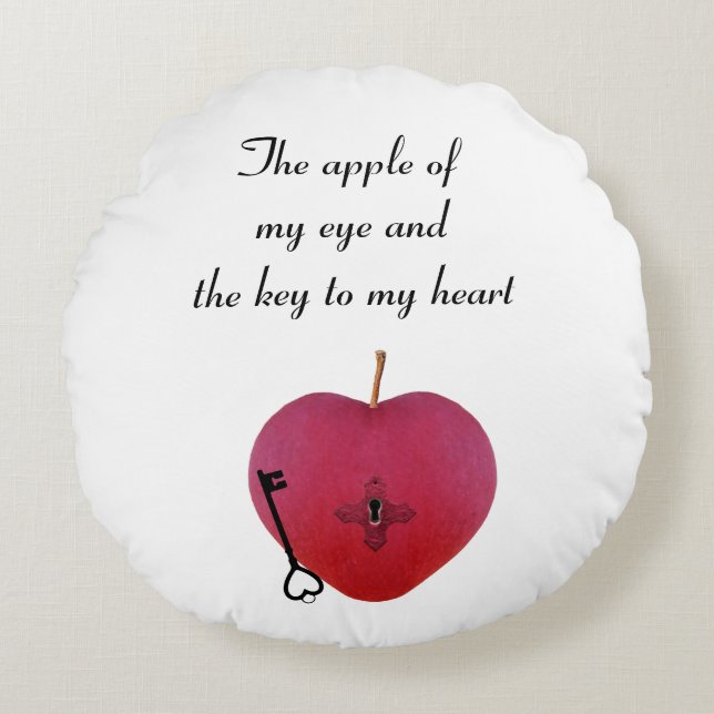 De appel van mijn oog en de sleutel tot mijn hart rond kussen (Voorkant)
