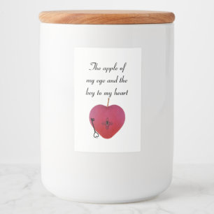 De appel van mijn oog en de sleutel tot mijn hart voedselcontainer etiket