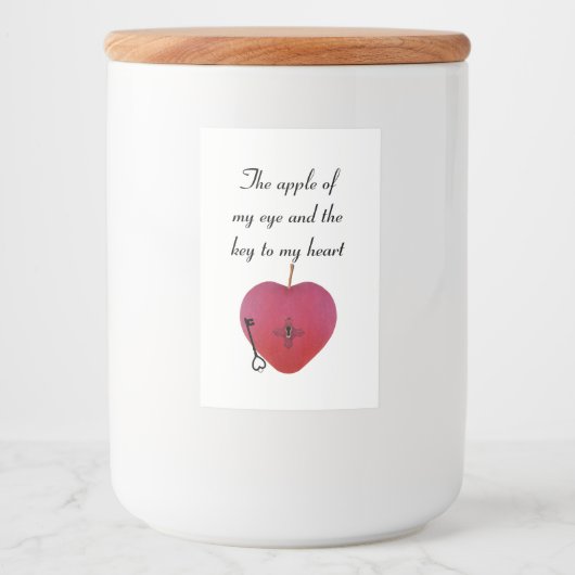 De appel van mijn oog en de sleutel tot mijn hart voedselcontainer etiket (Voorkant)